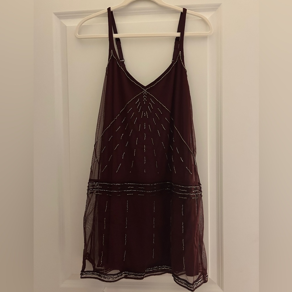 Abercrombie & Fitch V-Neck Beaded Mini Dress
